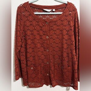 Susan Graver crochet look button up jacket